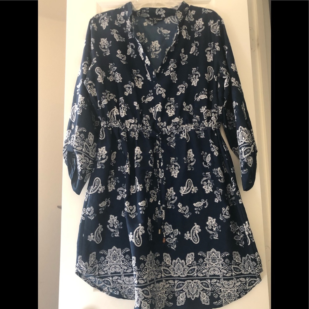 TIME TO BLOOM NAVY BLUE DRESS